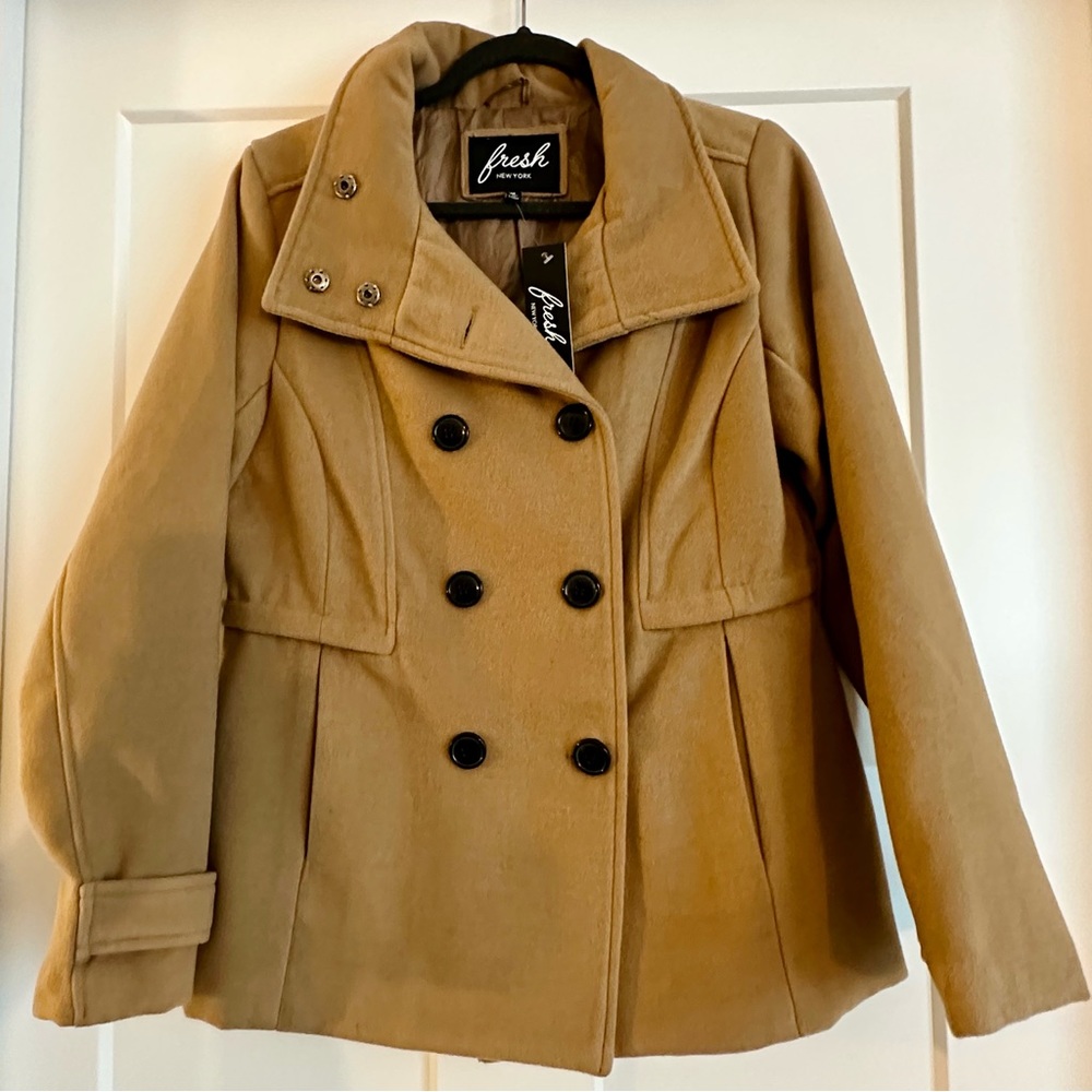Women's Camel Colored Pea Coat